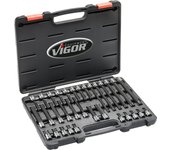 Vigor v6017 juego de llaves de vaso destornillador t ∙cuadrado hueco 3/8 pulgadas (10 mm) ∙ perfil t ∙ t20 – t70 ∙ número de herramientas: 32