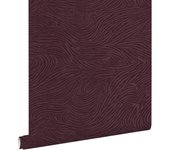 Papel pintado diseño de líneas onduladas en 3d morado berenjena - 50 x 900 cm - estahome