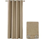 Cortina puerta ventana 140x280 cm tejido trenzado semitransparente opaco ojales acero tórtola
