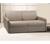 Sofá cama italiano 3 plazas piel sintética calife - topo - cama 140 cm - colchón 18 cm