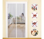 Puerta mosquitera magnética, fibra de vidrio, ignífuga, malla fina, cortina antimoscas e insectos, con cierre de almacenamiento, (blanca 110 x 210 cm)