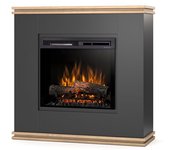 Vena - chimenea eléctrica independiente con calefacción por suelo radiante led - 28' - negro / roble claro - 103 x 100 x 35.4