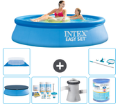 Paquete de piscina - intex - alrededor - 244x244x61 cm + accesorios a394