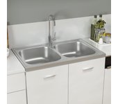 Maison exclusive - fregadero de cocina doble seno acero inoxidable 800x500x155 mm