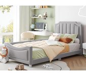 Cama individual 90x200cm para niños - sofá cama de terciopelo - gris