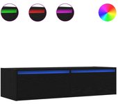 Mueble tv | mueble de salón | mesa de tv con luces led roble negro 100x35,5x25 cm cfw174595