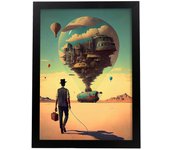 Nacnic poster centro de la ciudad en estilo surrealismo cinematográfico ilustraciones y grabados de historieta abstracta para a3 marco negro