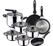 Set de olla a presión 5 l sip duna + batería cocina 8 piezas sip + set 3 sartenes 16/20/24