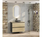 Conjunto de baño jax | mueble suspendido | 90 cm negro - nature | dos cajones | lavabo negro | no incluye espejo | mueble montado | plusbaño