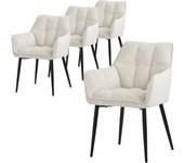 Ml-design juego de 4 sillas de comedor de rizo, crema, silla de cocina con asiento grueso acolchado y patas de metal