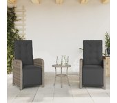 Vidaxl sillones reclinables jardín con reposapiés 2 uds ratán pe gris