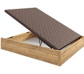 Canapé abatible arcón de madera con tirador embutido altura 34 cm - 160x200 cm - estepa