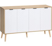 Aparador de cocina homcom melamina de madera blanco y natural 120x35x77.4 cm 835-517