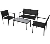 Vidaxl set de muebles de jardín 4 piezas textilene negro