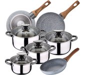 Bateria de cocina 8 piezas san ignacio dina de acero inoxidable con juego de sartenes (22/24/26 cm) san ignacio daimiel en aluminio forjado
