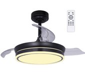 Ventilador de techo led aspas plegables moss mini negro 46w 5520lm cct intensidad regulable con mando a distancia