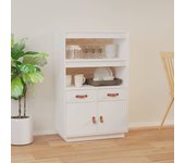 Aparador alto | aparador de comedor | armario de cocina de madera maciza de pino blanco 67x40x108,5 cm cfw44432