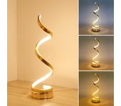 Lámpara de mesa en espiral moderna, lámpara de mesa led con opciones de 3 colores, lámpara de mesa de noche con lámpara de escritorio, dorada