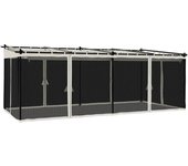 Cenador con paredes de malla acero crema 6x3 m