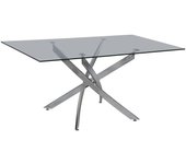 Mf - mesa de comedor modelo chantal 150 - base cromada, tapa de cristal templado 150 x 90 cms -