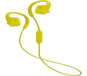 Auriculares deportivos en el oído bluetooth con clip amarillo