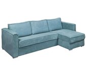 Sofá cama rinconero y reversible de pana azul turquesa - cama de 140 cm - colchón 18 cm loreto
