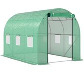 Invernadero de plástico, aproximadamente 3 x 2 x 2 m, con 6 ventanas, color verde