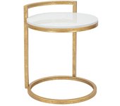 Mesa de centro y sofá redondo de metal dorado con superficie de mármol blanco round
