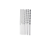 Brocas extralargas plateadas (7 unidades, 4-12 mm x 300 mm) para madera, precisión alta.