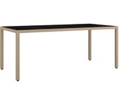 Mesa de jardín con tapa de cristal vidrio templado tejido de resina