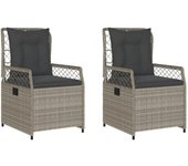 2 uds sillones reclinables de jardín | silla de exterior | sillon ratán sintético gris claro cfw53119