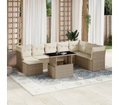 Conjunto de muebles de jardín de ratán beige de 9 piezas con cojines vidaxl