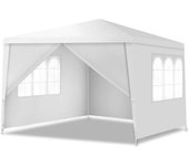 Cenador de 3 x 3 m de lona extraíble y 2 ventanas decorativas, gazebo de jardín rápido de instalación