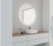 Round line led espejo redondo con marco blanco, 80 cm, interruptor y almohadilla antivaho