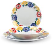 2x h&h jardin servicio de mesa de porcelana decorado de 18 piezas