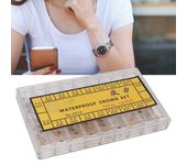 Caja de 140 piezas de piezas de corona de reloj, accesorios variados, herramienta de reparación de relojes para relojeros