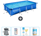 Paquete de piscina - bestway - rectángulo - 400x211x81 cm + accesorios cb49