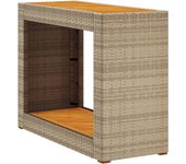 Mesa auxiliar jardín tapa madera ratán pe beige 100x40x75 cm