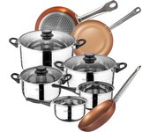 Bateria de cocina 8 piezas san ignacio toledo de acero inoxidable con juego de sartenes (20/24/28 cm) bergner professional chef copper plus en alumini
