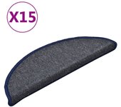 Alfombras de peldaños de escalera 15 uds | alfombras de escalera | tapetes de escalera gris y azul 56x17x3 cm cfw310778