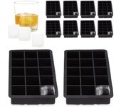 10 cubiteras silicona, molde cubitos hielo de 3,5 cm, hielera para cócteles, 3,5 x 19,5 x 12,5 cm, negro