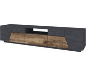 Animai mueble para tv, aparador bajo de salón, base para mueble para televisión, 100% made in italy, 220x43h46 cm, pizarra y arce