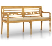Banco batavia con cojín beige, madera maciza de teca, 150 cm