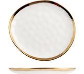 4x plato frutero h&h gala de porcelana blanca con borde dorado 18 cm