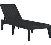 Tumbona de jardín | tumbona de exterior | silla de pp gris antracita 186x60x29 cm cfw598948