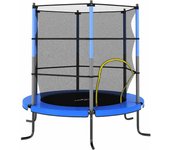 Cama elástica con red de seguridad redonda 140x160 cm azul