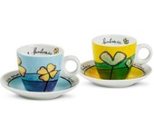 Egan paf02/1c set tazze caffe, porcellana, celeste/verde, 4 unità