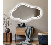 Espejo irregulares de bano con iluminación luz led (114x64cm) espejo de pared blanco frío interruptor táctil