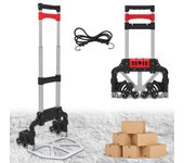 Diablo plegable de aluminio – 6 ruedas – ligero (3 kg) – ultra compacto/mango telescópico – tensor – carga max 60 kg
