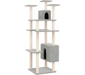 Rascador para gatos con postes de sisal gris claro 162 cm